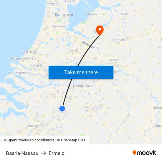 Baarle-Nassau to Ermelo map