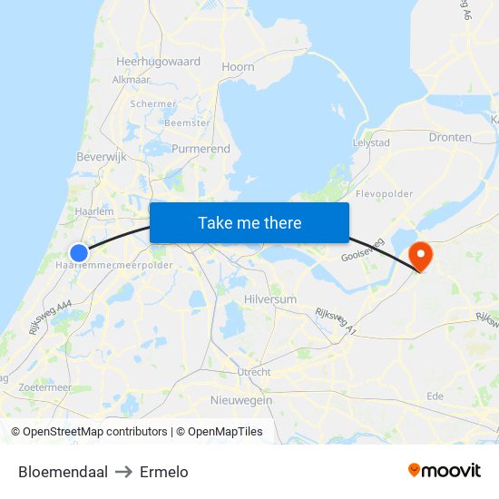 Bloemendaal to Ermelo map