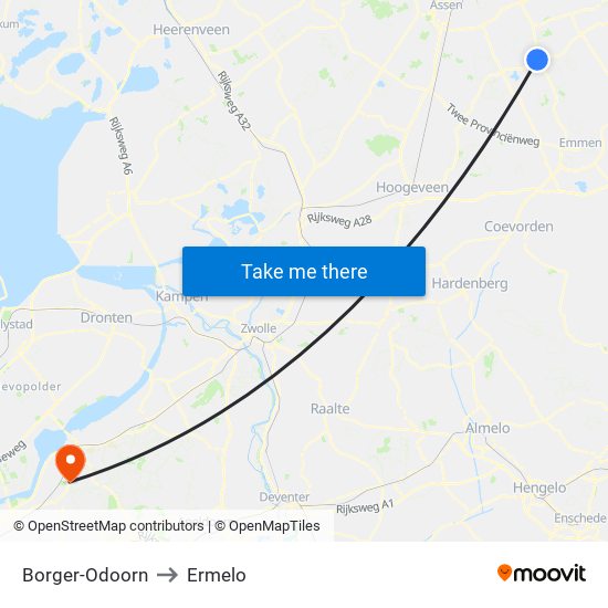 Borger-Odoorn to Ermelo map