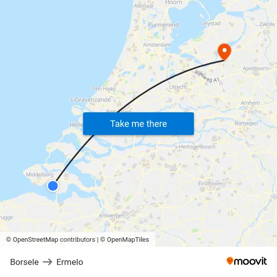 Borsele to Ermelo map