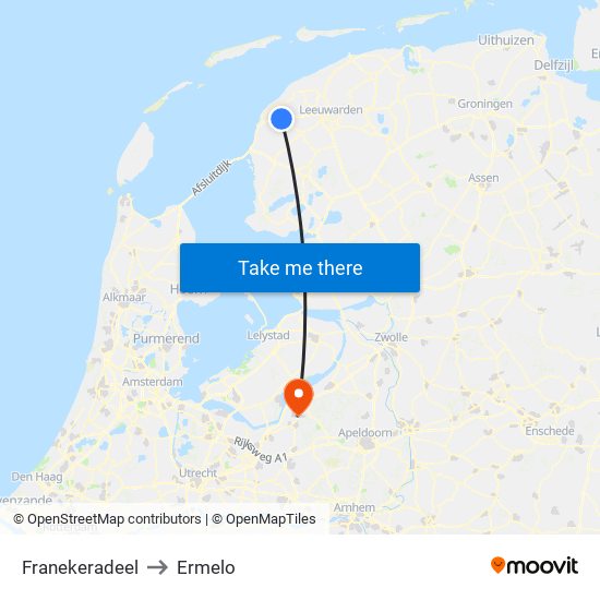 Franekeradeel to Ermelo map