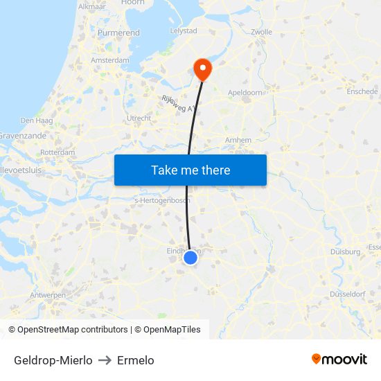 Geldrop-Mierlo to Ermelo map