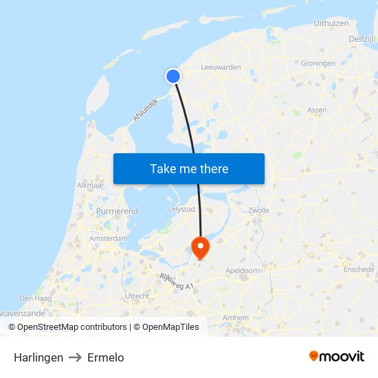 Harlingen to Ermelo map