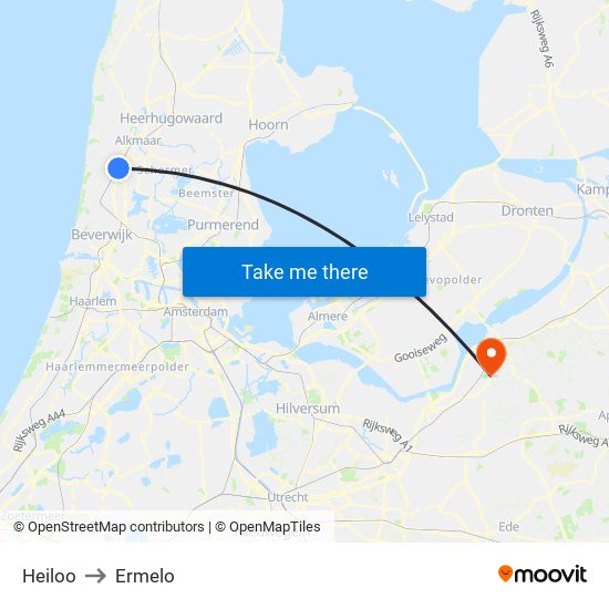 Heiloo to Ermelo map