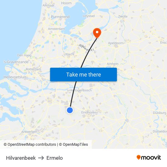 Hilvarenbeek to Ermelo map