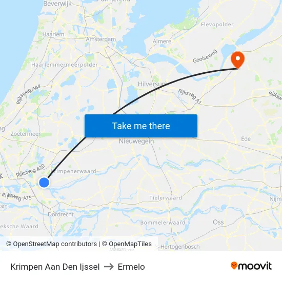 Krimpen Aan Den Ijssel to Ermelo map