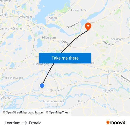 Leerdam to Ermelo map