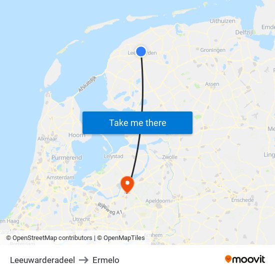 Leeuwarderadeel to Ermelo map