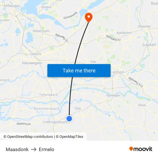 Maasdonk to Ermelo map