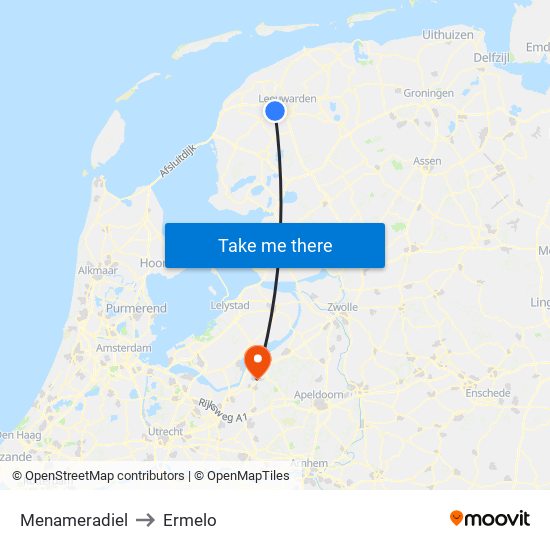Menameradiel to Ermelo map