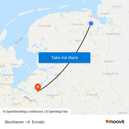 Slochteren to Ermelo map