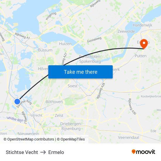 Stichtse Vecht to Ermelo map