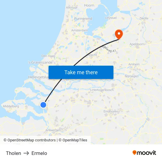 Tholen to Ermelo map