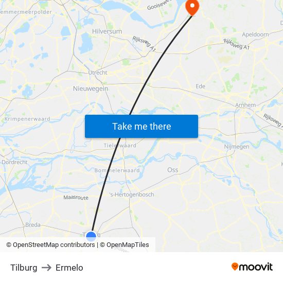 Tilburg to Ermelo map