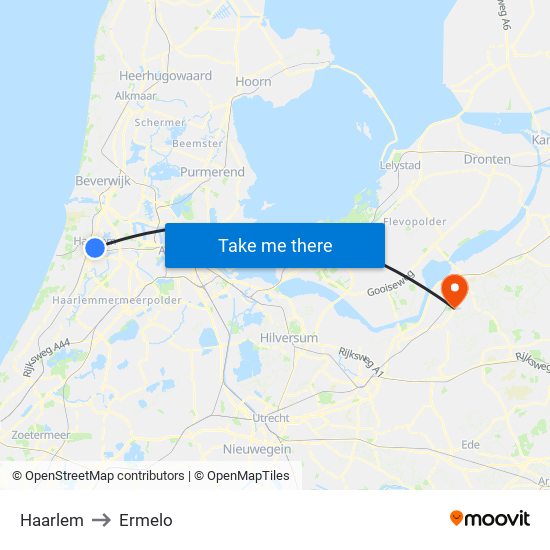 Haarlem to Ermelo map