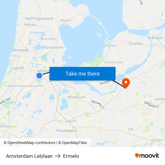 Amsterdam Lelylaan to Ermelo map