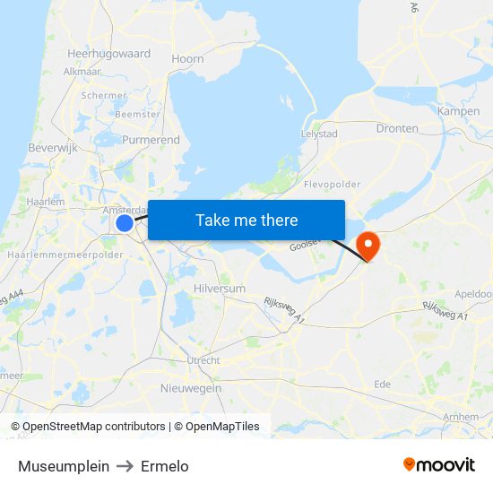 Museumplein to Ermelo map