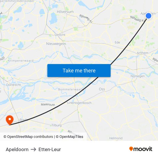 Apeldoorn to Etten-Leur map