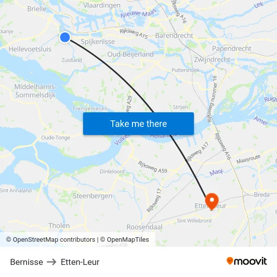 Bernisse to Etten-Leur map