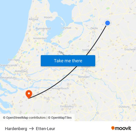 Hardenberg to Etten-Leur map