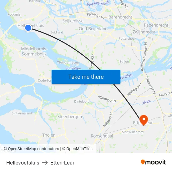 Hellevoetsluis to Etten-Leur map