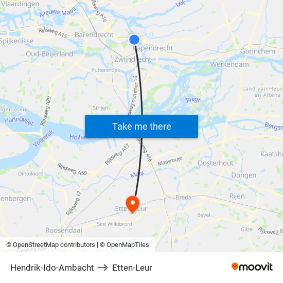 Hendrik-Ido-Ambacht to Etten-Leur map