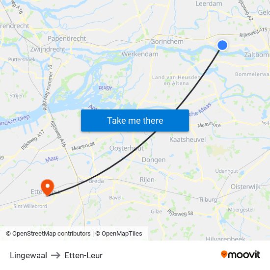 Lingewaal to Etten-Leur map