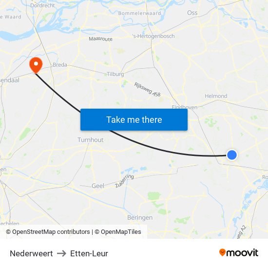 Nederweert to Etten-Leur map