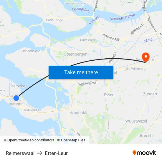 Reimerswaal to Etten-Leur map