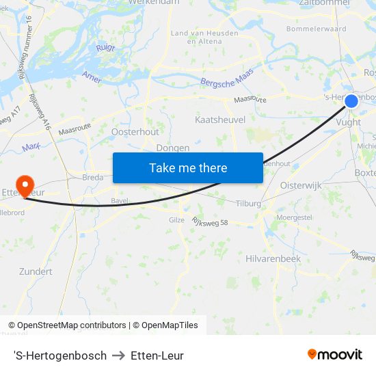 'S-Hertogenbosch to Etten-Leur map