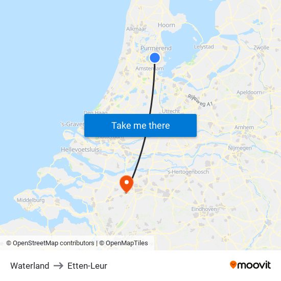 Waterland to Etten-Leur map