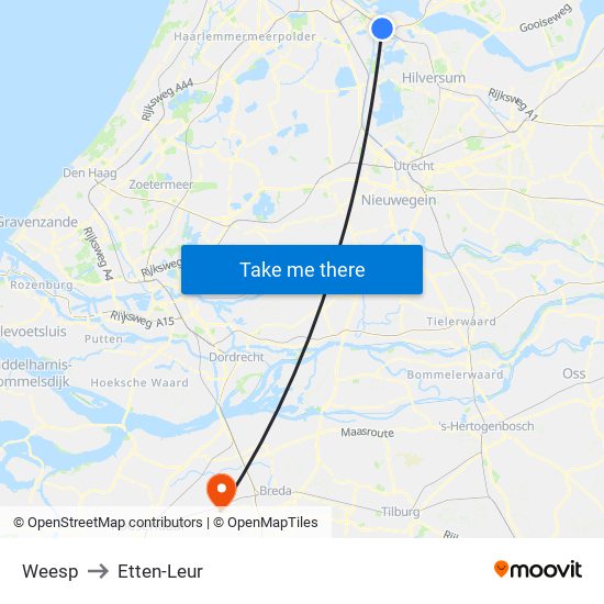 Weesp to Etten-Leur map