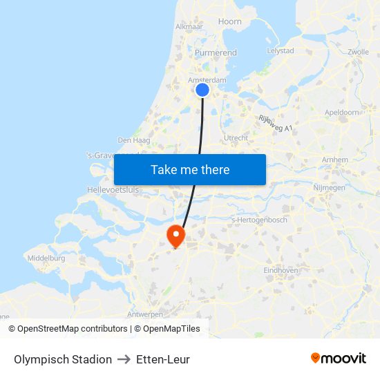 Olympisch Stadion to Etten-Leur map
