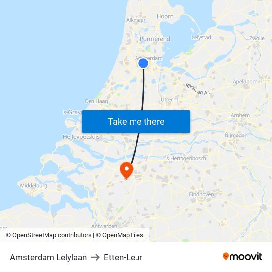 Amsterdam Lelylaan to Etten-Leur map