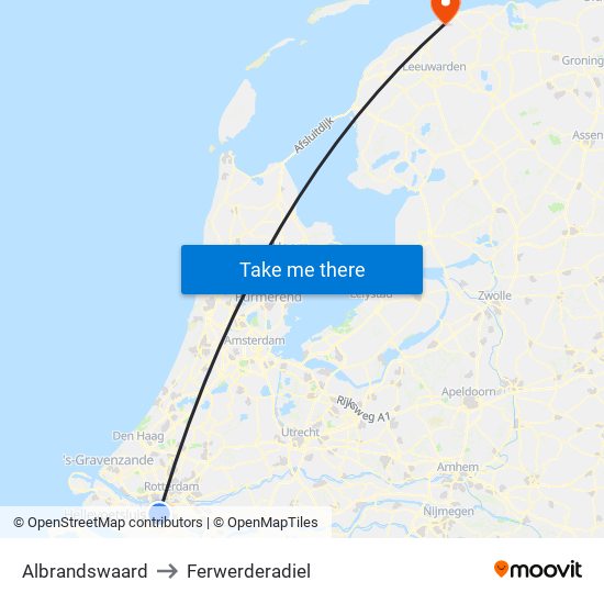 Albrandswaard to Ferwerderadiel map