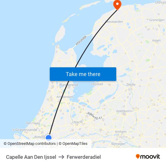Capelle Aan Den Ijssel to Ferwerderadiel map