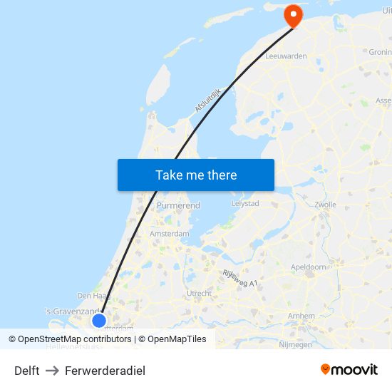 Delft to Ferwerderadiel map