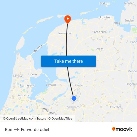 Epe to Ferwerderadiel map