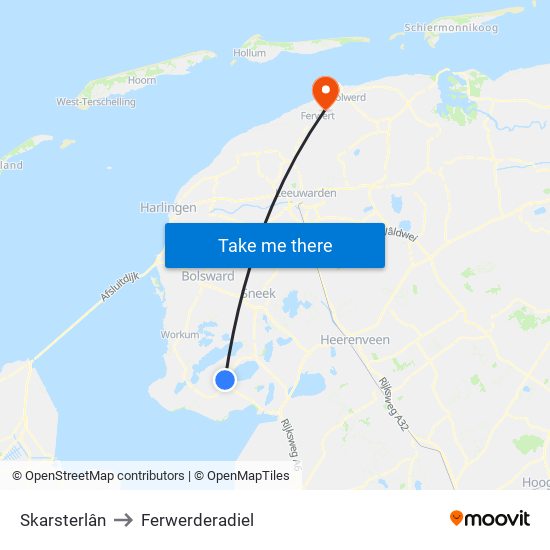 Skarsterlân to Ferwerderadiel map