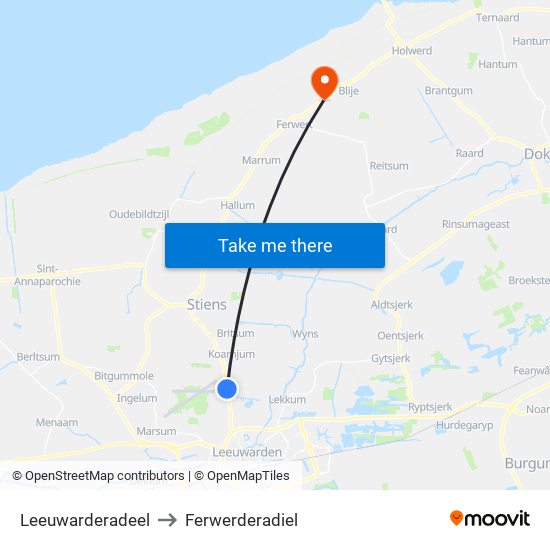 Leeuwarderadeel to Ferwerderadiel map