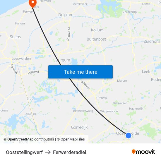 Ooststellingwerf to Ferwerderadiel map