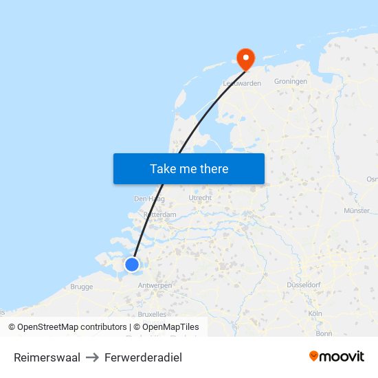 Reimerswaal to Ferwerderadiel map