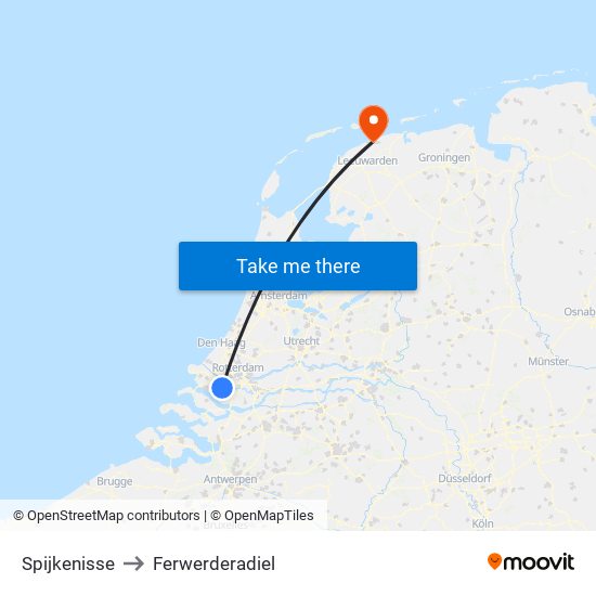 Spijkenisse to Ferwerderadiel map