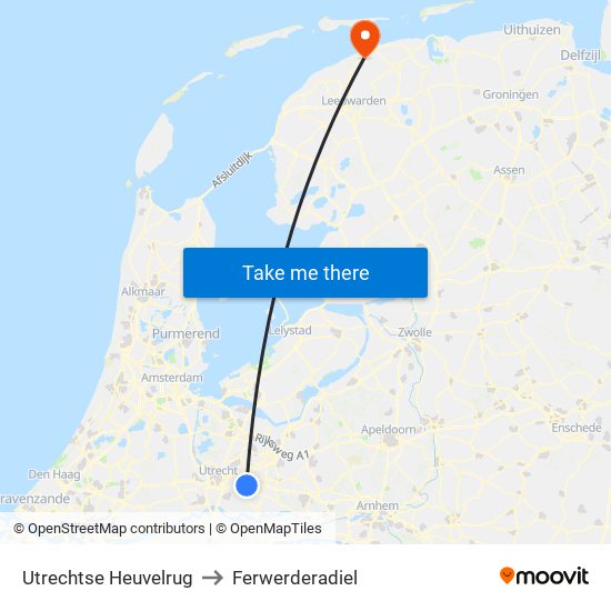 Utrechtse Heuvelrug to Ferwerderadiel map