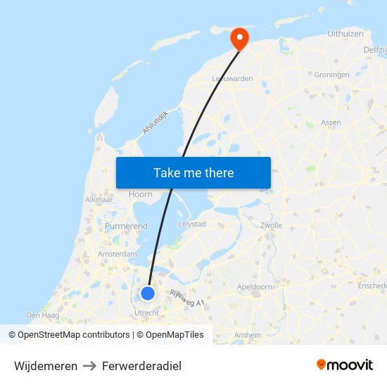 Wijdemeren to Ferwerderadiel map