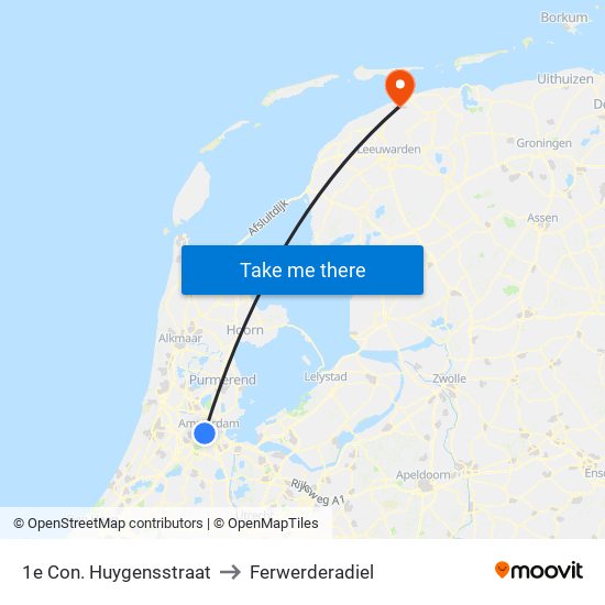 1e Con. Huygensstraat to Ferwerderadiel map