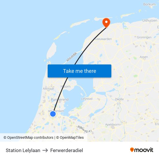 Station Lelylaan to Ferwerderadiel map