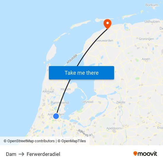 Dam to Ferwerderadiel map