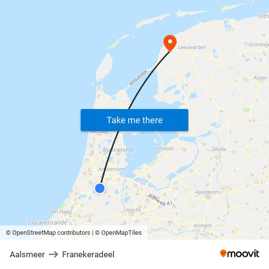 Aalsmeer to Franekeradeel map