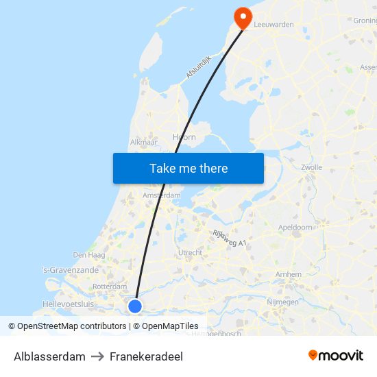 Alblasserdam to Franekeradeel map